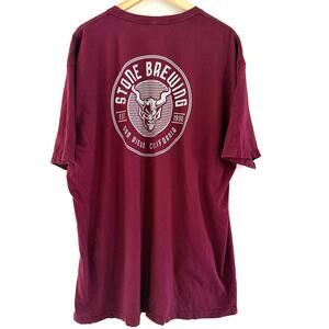 Stone Brewery San Diego‎ Short Sleeve T Shirt Size XXLarge Maroon Red